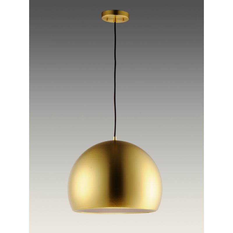 Palla 19.75' Single Light Suspension Pendant in Satin Brass and Coffee