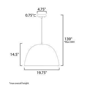 Palla 19.75' Single Light Suspension Pendant in Satin Brass and Coffee