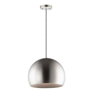 Palla 19.75' Single Light Suspension Pendant in Satin Nickel and Black