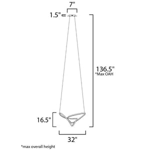 Perpetual 32' Single Light Suspension Pendant in Black Chrome