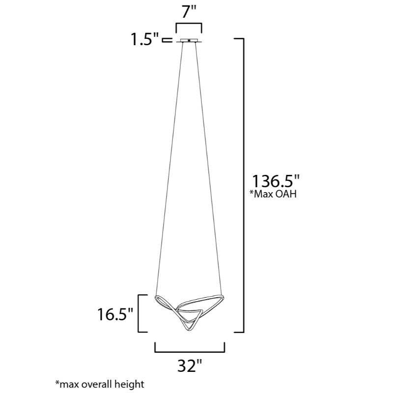 Perpetual 32' Single Light Suspension Pendant in Black Chrome