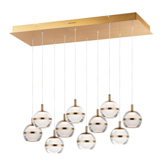 Swank 12.5" 10 Light Multi-Light Pendant in Natural Aged Brass