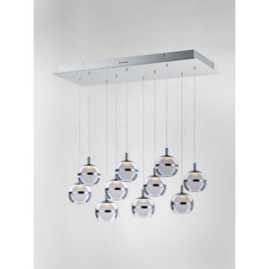 Swank 12.5' 10 Light Multi-Light Pendant Suspension Pendant in Polished Chrome