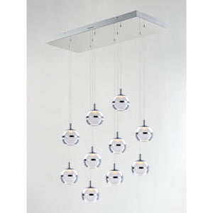 Swank 12.5' 10 Light Multi-Light Pendant Suspension Pendant in Polished Chrome