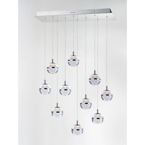Swank 12.5' 10 Light Multi-Light Pendant Suspension Pendant in Polished Chrome