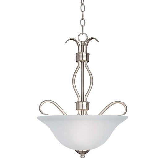 Basix 17" 3 Light Inverted Bowl Pendant in Satin Nickel