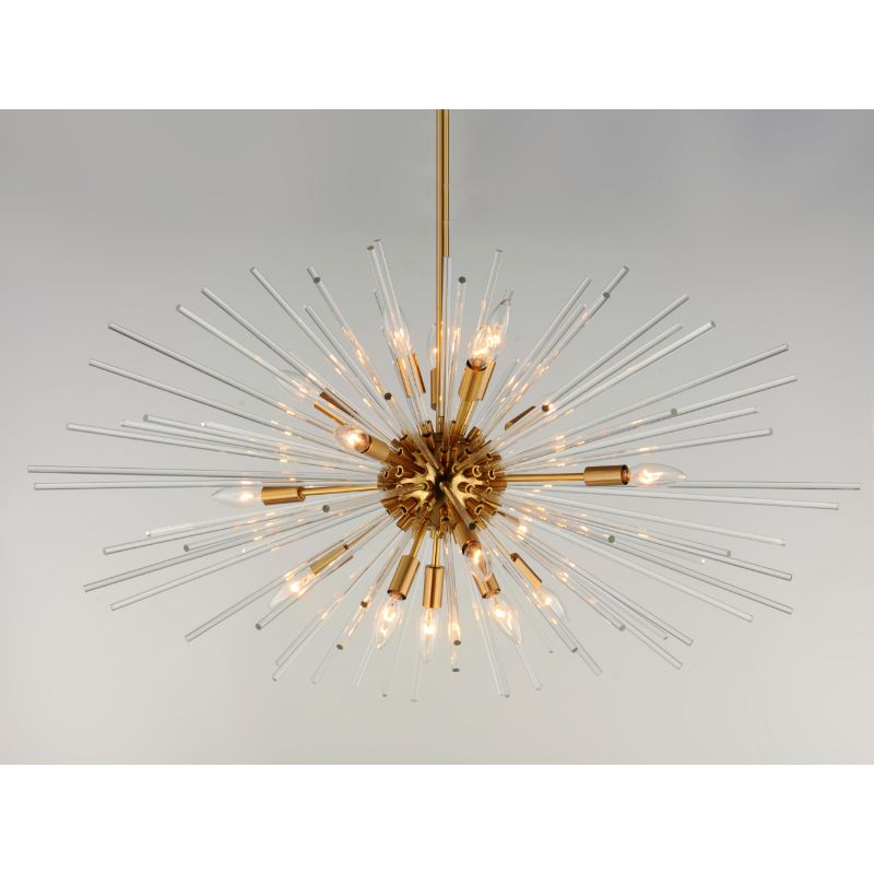 Polaris 40' 16 Light Multi-Light Pendant Suspension Pendant in Satin Brass