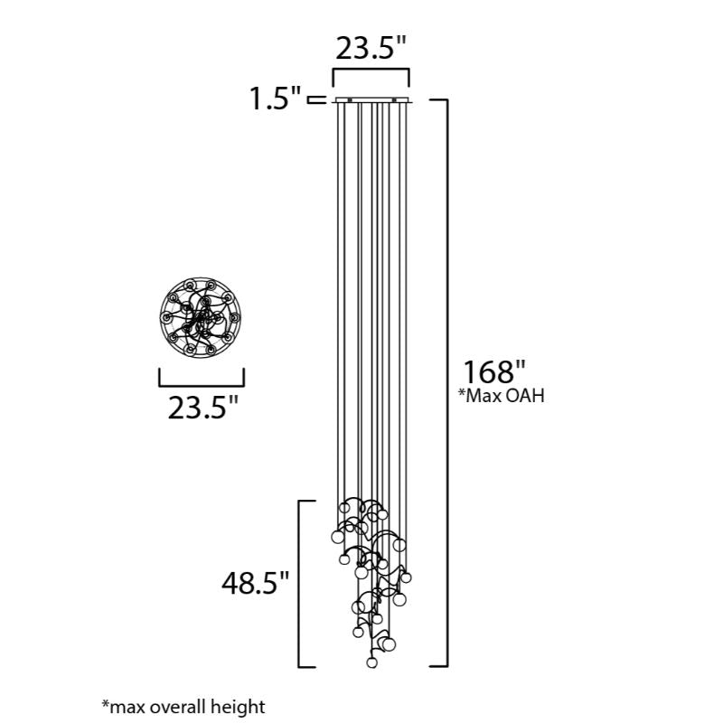 Bobble 23.5' 16 Light Multi-Light Pendant Suspension Pendant in Polished Chrome