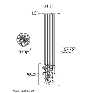 Bobble 31.5' 24 Light Multi-Light Pendant Suspension Pendant in Polished Chrome