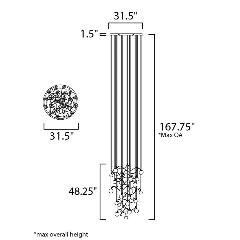 Bobble 31.5' 24 Light Multi-Light Pendant Suspension Pendant in Polished Chrome