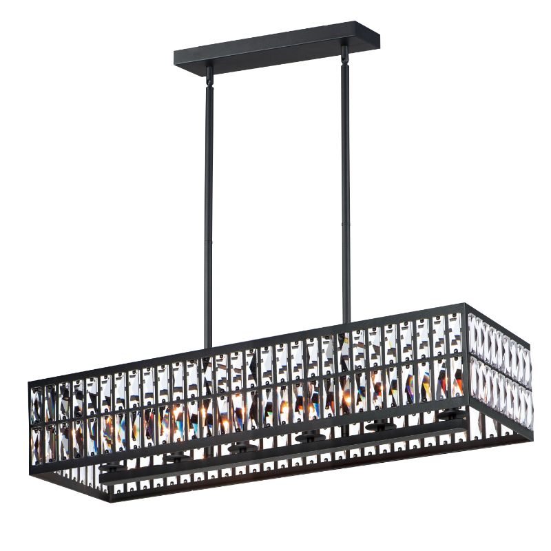 Madeline 12.75' 6 Light Linear Pendant Suspension Pendant in Black