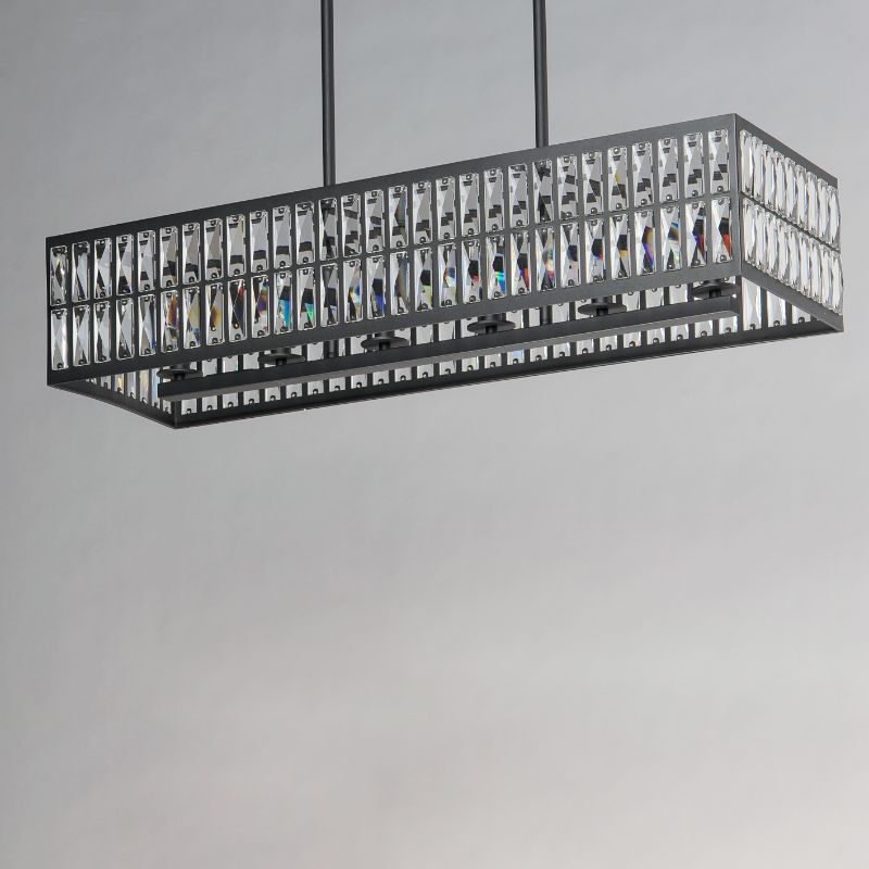 Madeline 12.75' 6 Light Linear Pendant Suspension Pendant in Black