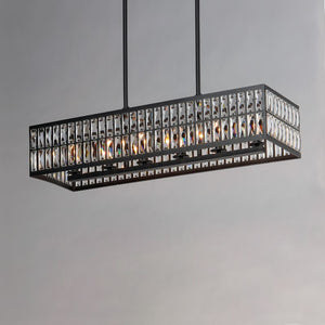 Madeline 12.75' 6 Light Linear Pendant Suspension Pendant in Black