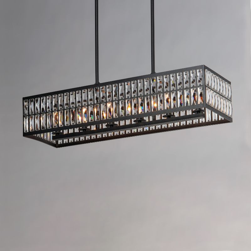 Madeline 12.75' 6 Light Linear Pendant Suspension Pendant in Black
