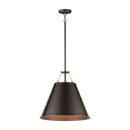 Trestle 14" Single Light Suspension Pendant in Oil Rubbed Bronze Antique Brass