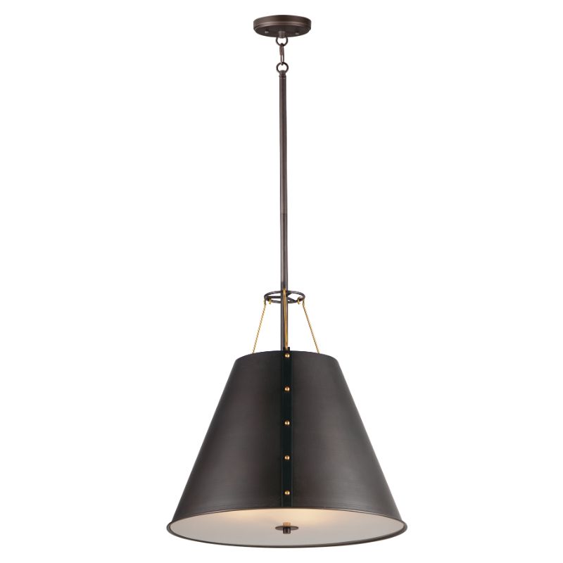 Trestle 20' 3 Light Multi-Light Pendant in Oil Rubbed Bronze Antique Brass