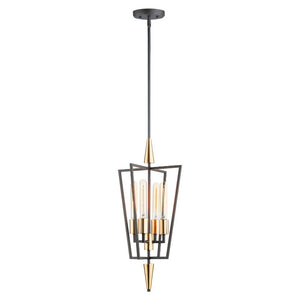 Wings 12' 4 Light Multi-Light Pendant in Black and Satin Brass