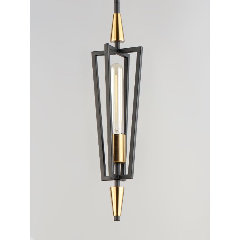 Wings 4.75' Single Light Suspension Pendant in Black and Satin Brass