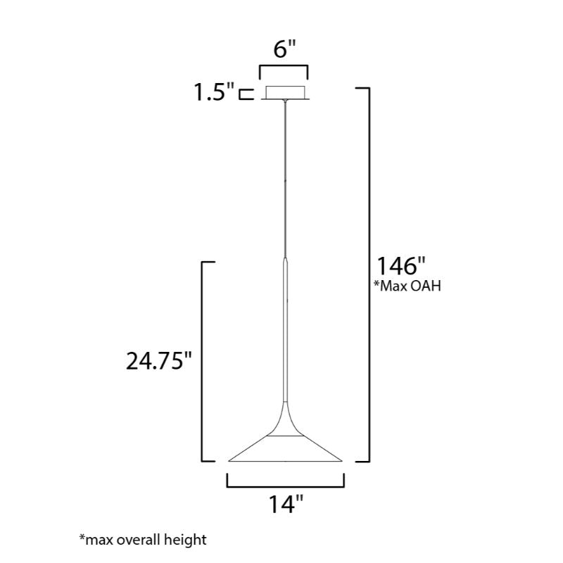 Cono 14' Single Light Suspension Pendant in Polished Chrome