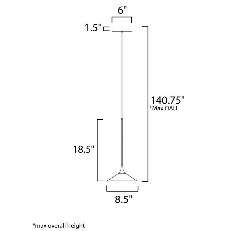 Cono 8.5' Single Light Pendant Mini Pendant in Polished Chrome