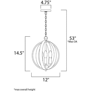 Provident 12' 3 Light Single Pendant in Black