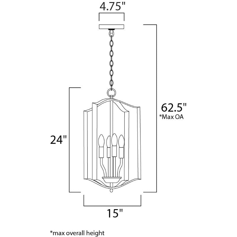 Provident 15' 4 Light Single Pendant in Black