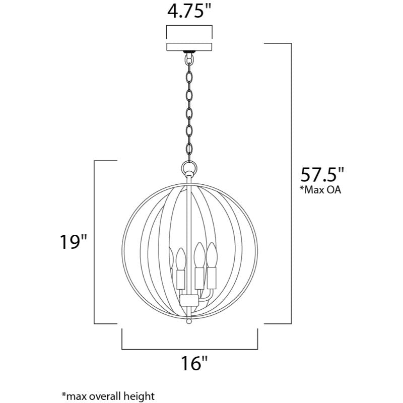 Provident 16' 4 Light Single Pendant in Black