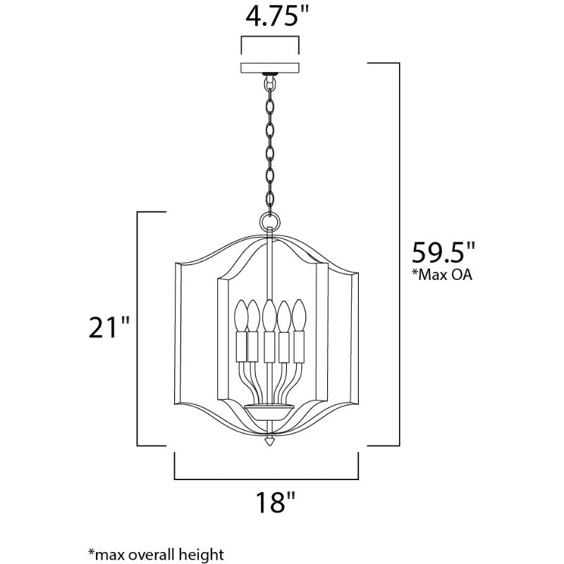 Provident 18' 5 Light Single Pendant in Black