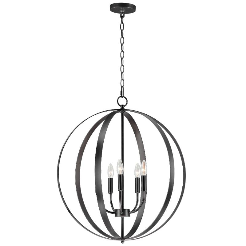 Provident 24' 5 Light Single Pendant in Black