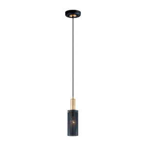 Perf 3.5' Single Light Pendant in Black and Satin Brass