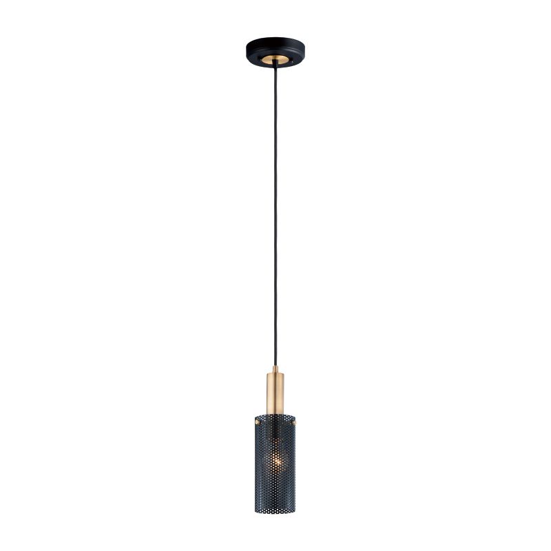 Perf 3.5' Single Light Pendant in Black and Satin Brass