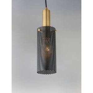 Perf 3.5' Single Light Mini/Single Pendant in Black and Satin Brass