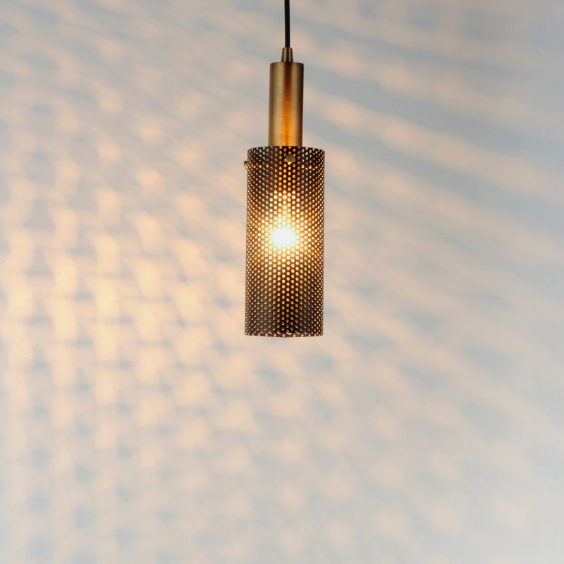 Perf 3.5' Single Light Mini/Single Pendant in Black and Satin Brass