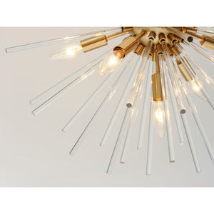 Polaris 37.5' 16 Light Multi-Light Pendant Suspension Pendant in Satin Brass