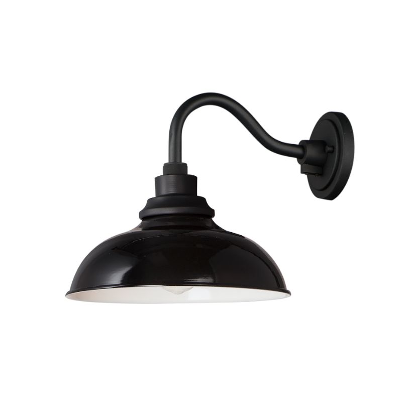 Granville 12' Single Light Outdoor Wall Sconce in Gloss Black and Black