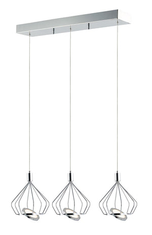 Tilt 8.5' 3 Light Single Pendant in Polished Chrome
