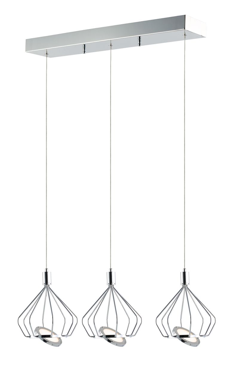 Tilt 8.5' 3 Light Single Pendant in Polished Chrome