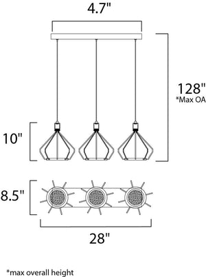 Tilt 8.5' 3 Light Single Pendant in Polished Chrome