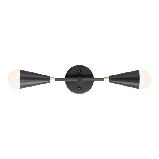 Lovell 18" 2 Light Bath Vanity Wall Sconce in Black and Satin Brass