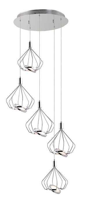 Tilt 21' 5 Light Multi-Light Pendant in Polished Chrome