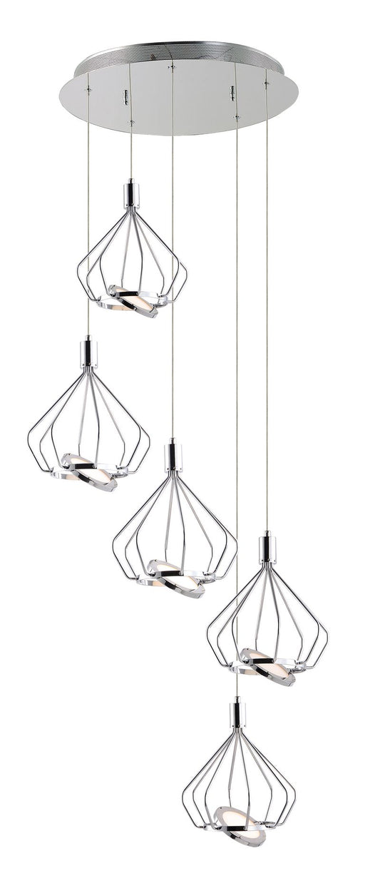 Tilt 21" 5 Light Multi-Light Pendant in Polished Chrome