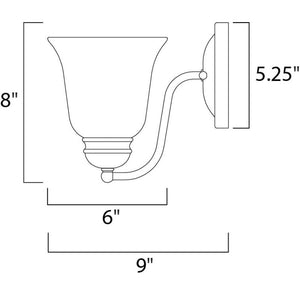 Basix 8' Single Light Wall Sconce Bath Vanity in Satin Nickel