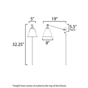 Library 32.25' Single Light Wall Sconce in Black