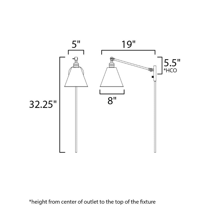 Library 32.25' Single Light Wall Sconce in Black