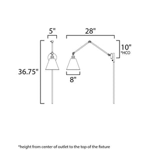 Library 36.75' Single Light Wall Sconce in Black