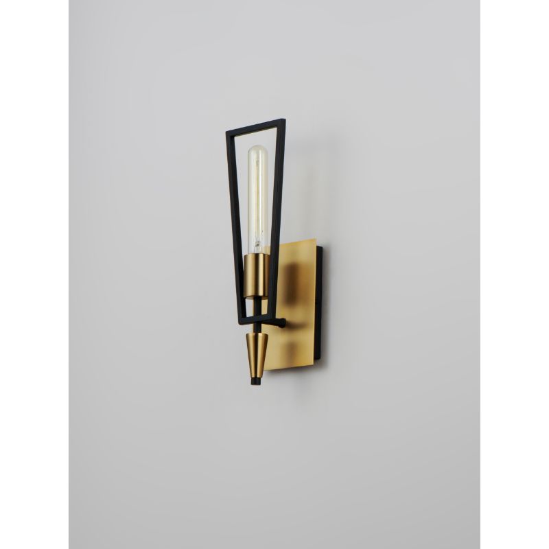 Wings 14.5' Single Light Wall Sconce in Black and Satin Brass