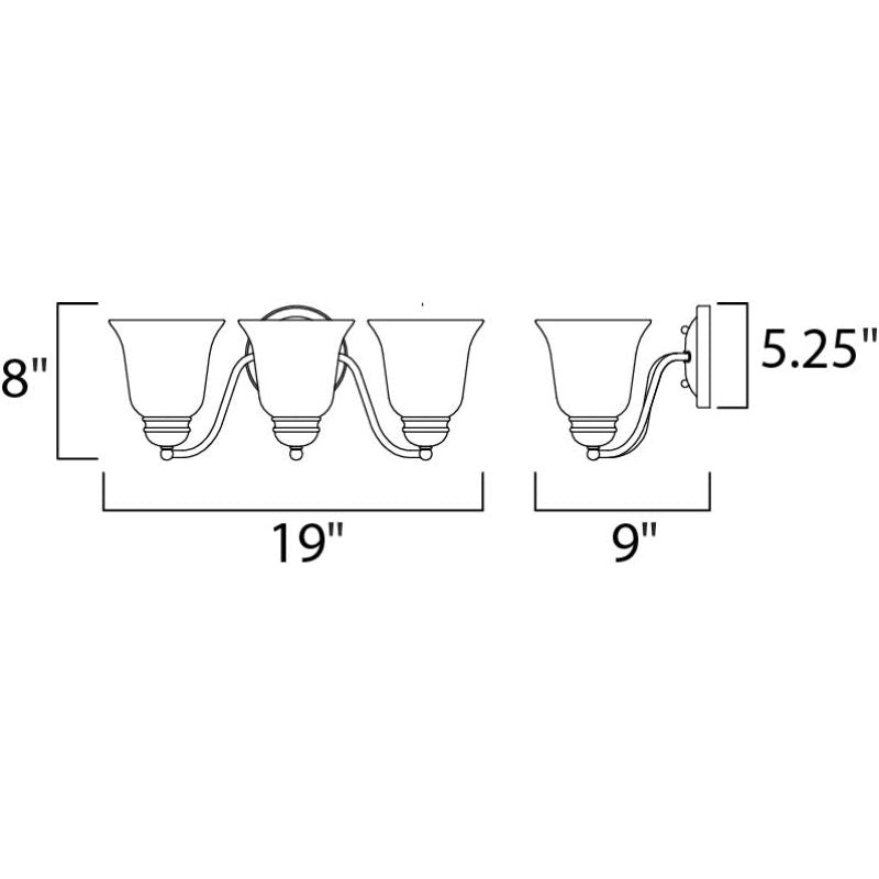 Basix 19' 3 Light Bath Vanity in Satin Nickel