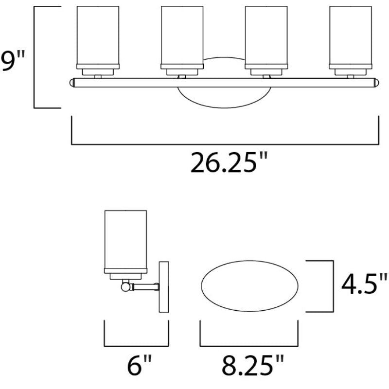 Corona 26.25' 4 Light Vanity Lighting in Black