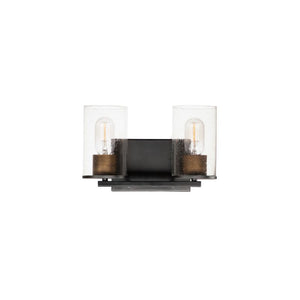 Sleek 12' 2 Light Bath Vanity Light in Antique Brass and Black