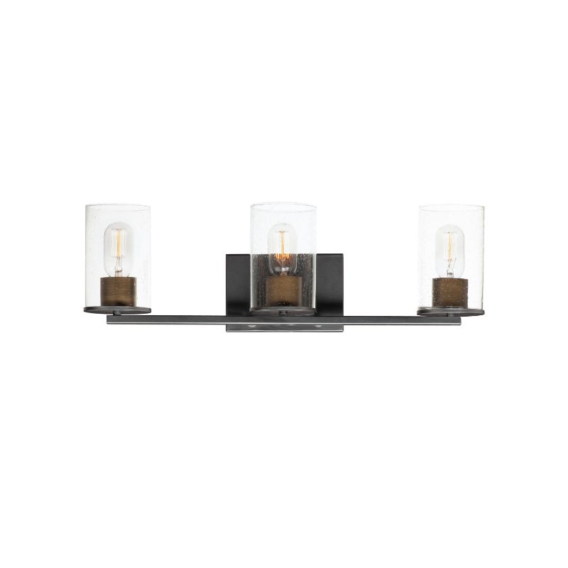 Sleek 24' 3 Light Bath Vanity Light in Antique Brass and Black